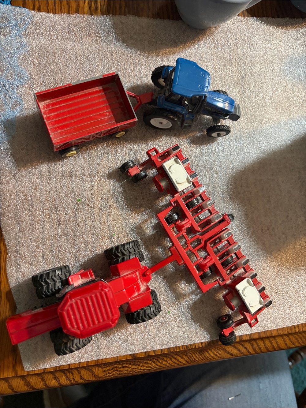 Kids Farm Tractor Playset with Blue Tractor and Red Implements Ertl